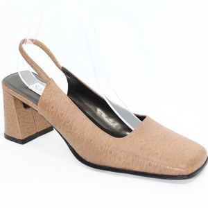 Vintage Square Toe Heels Women Mule Slingback Pumps sz 9 Sam & Libby